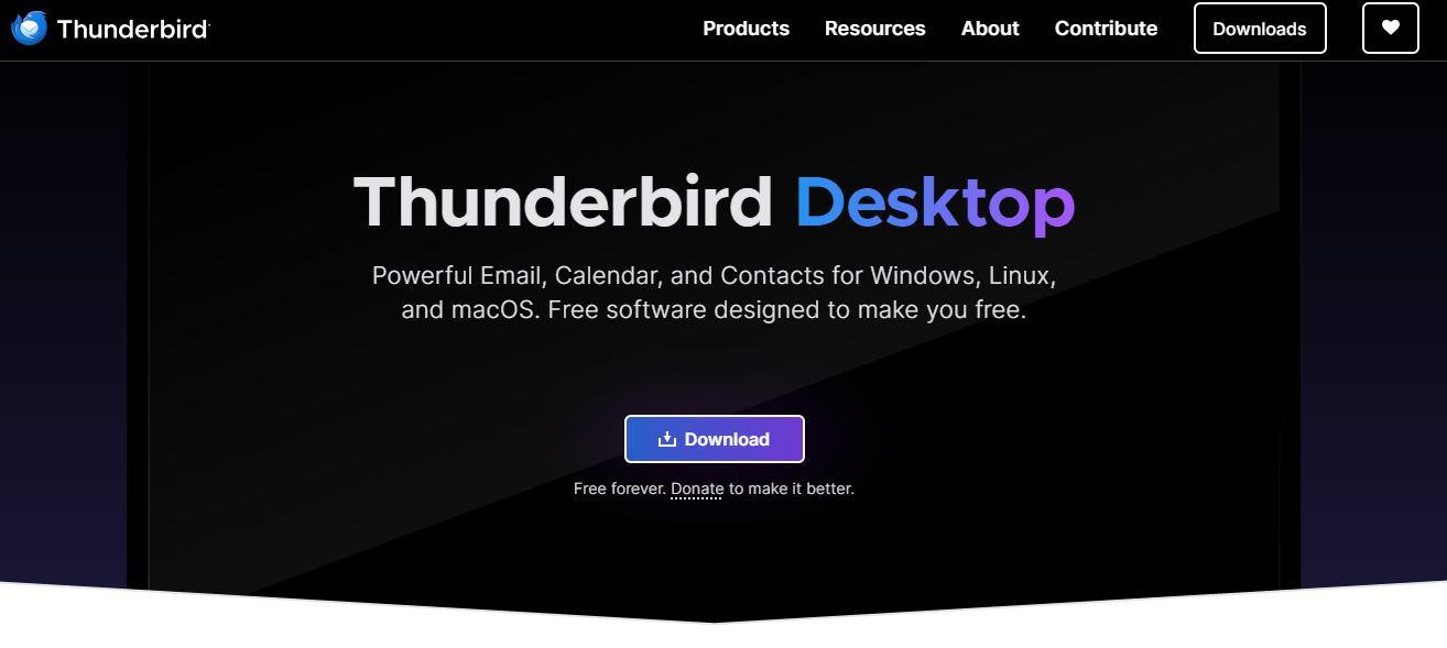 Mozilla Thunderbird desktop email client showing multi-account management and open-source features